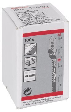 Bosch - Ekonomik Seri Ahşap İçin T 119 BO Dekupaj Testeresi Bıçağı - 100'Lü Paket