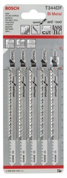 Bosch - Hızlı Kesim Serisi Sert Ahşap İçin T 344 DF Dekupaj Testeresi Bıçağı - 5'Li Paket