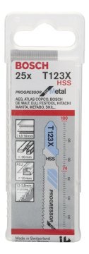 Bosch - Kademeli Artan Dişli Seri Metal İçin T 123 XF Dekupaj Testeresi Bıçağı - 25'Li Paket