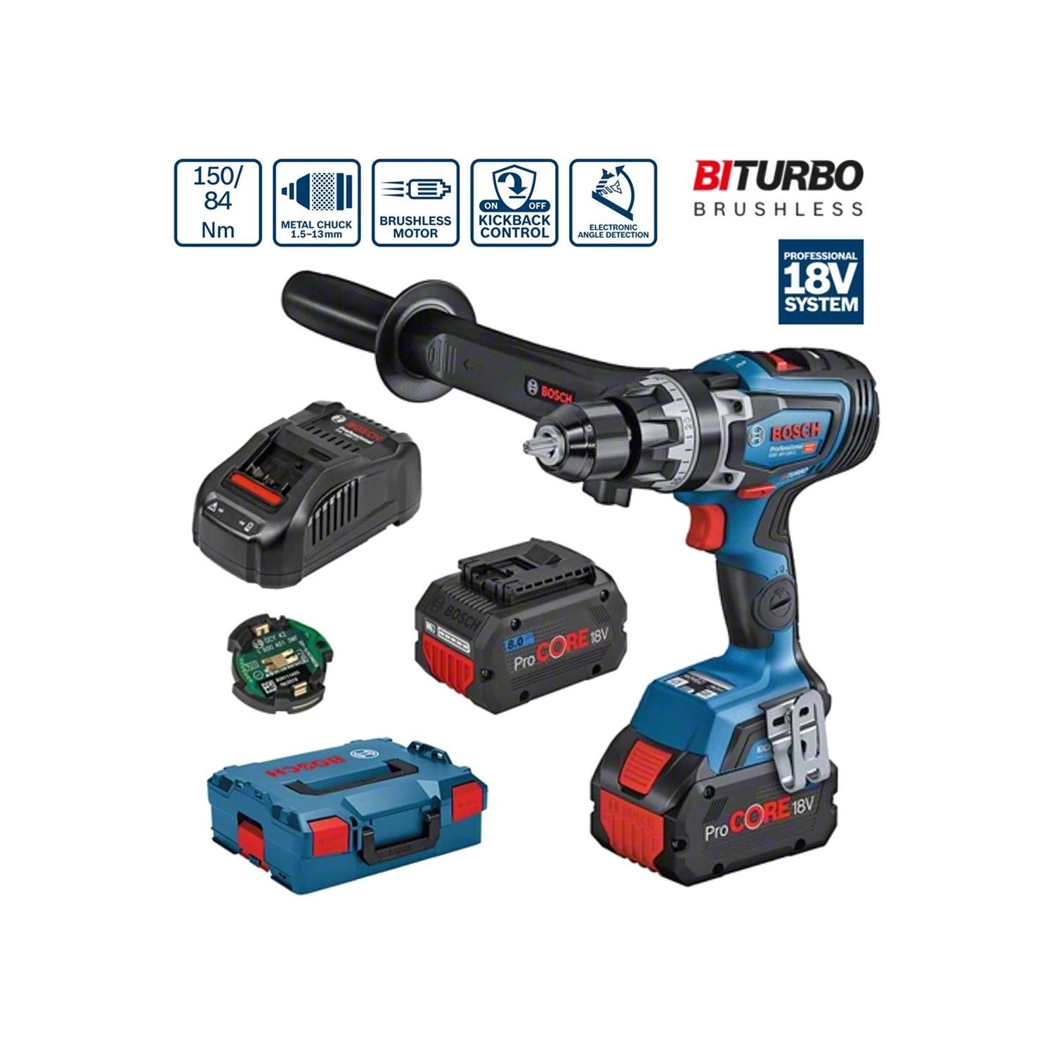 BOSCH GSB 18V-150 C Akülü Darbeli Delme Vidalama 2x8.0Ah