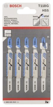 Bosch - Ekonomik Seri Metal İçin T 118 G Dekupaj Testeresi Bıçağı - 5'Li Paket