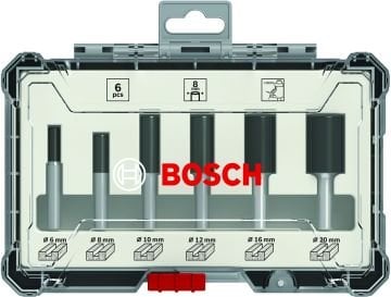 Bosch - Profesyonel 6 Parça Düz Freze Ucu Seti 8 mm Şaftlı