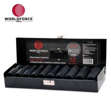 Lokma Seti Uzun 10 parça 1/2'' 6 Köşe (10,12- 15, 17, 19, 21, 22, 24mm) Metal Kutu