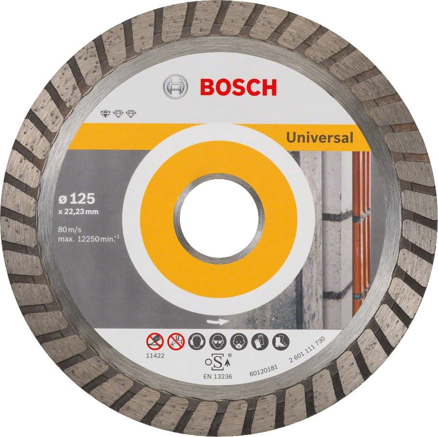 Bosch - Standard Seri Genel Yapı Malzemeleri İçin Turbo Segmanlı Elmas Kesme Diski 125 mm