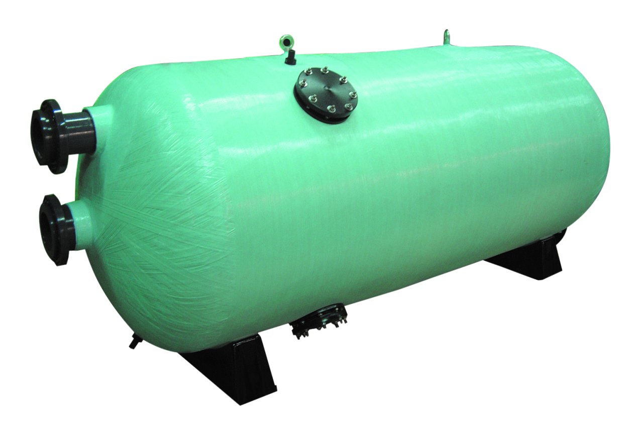 Yatay Bobin Sargı Kum Filtresi Ø1200 mm Uzunluk 3000mm  Filtrasyon hızı 20m3/h/m2  Çıkış Ø125 mm  Debi 64m3/h