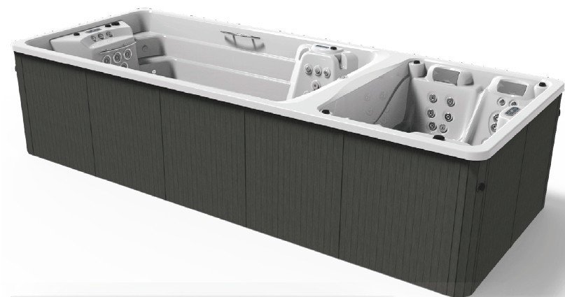 SWIMSPA DUAL Koyu gri kaplama + Paslanmaz jet + Lumiplus + Örtü