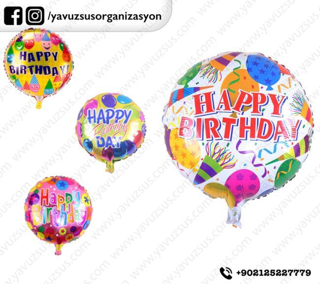 yuvarlak happy folyo balon