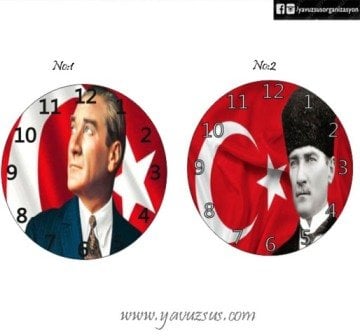 Atatürk &Türk Bayraklı Duvar Saati