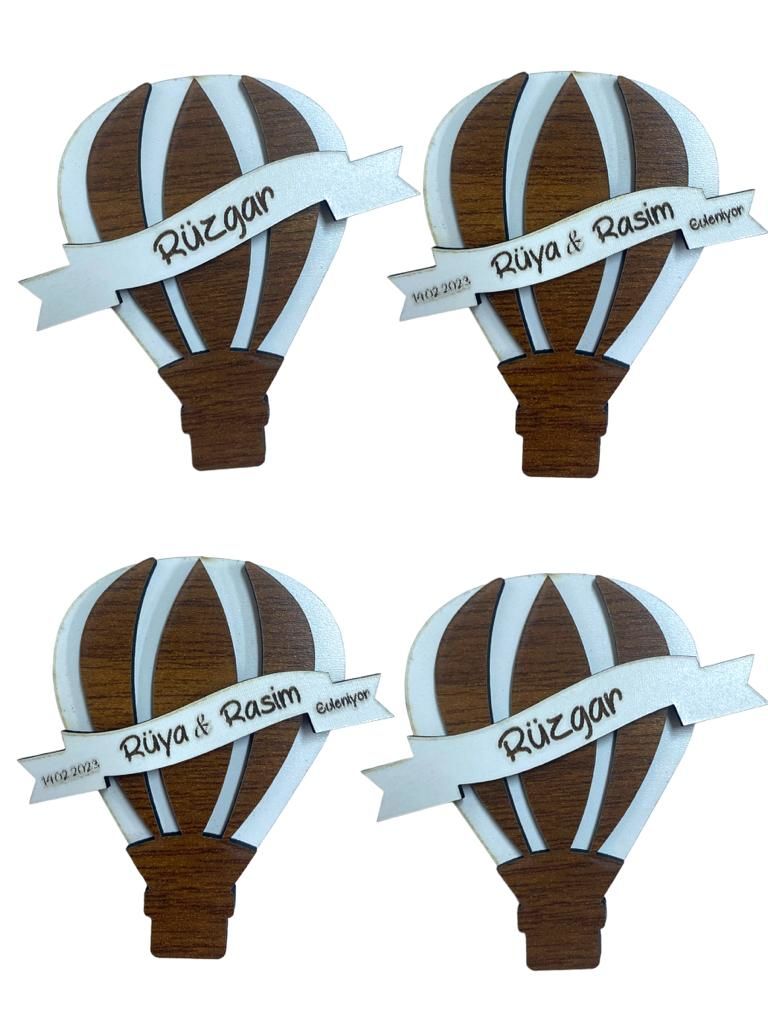 Kabartmalı Ahşap Uçan Balon(8cm)