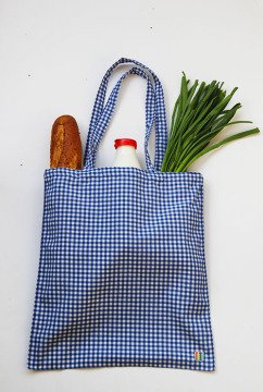 Mavi Pötikareli Kumaş Çanta