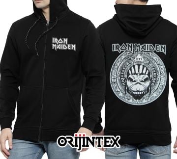 Iron Maiden Fermuarlı Kapşonlu Siyah Sweatshirt XL