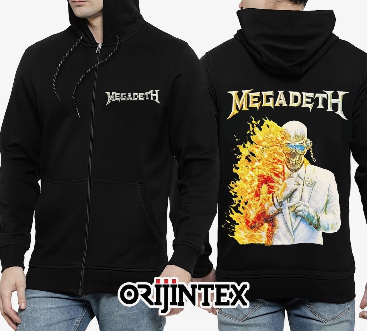 Megadeth Fermuarlı Kapşonlu Siyah Sweatshirt XL