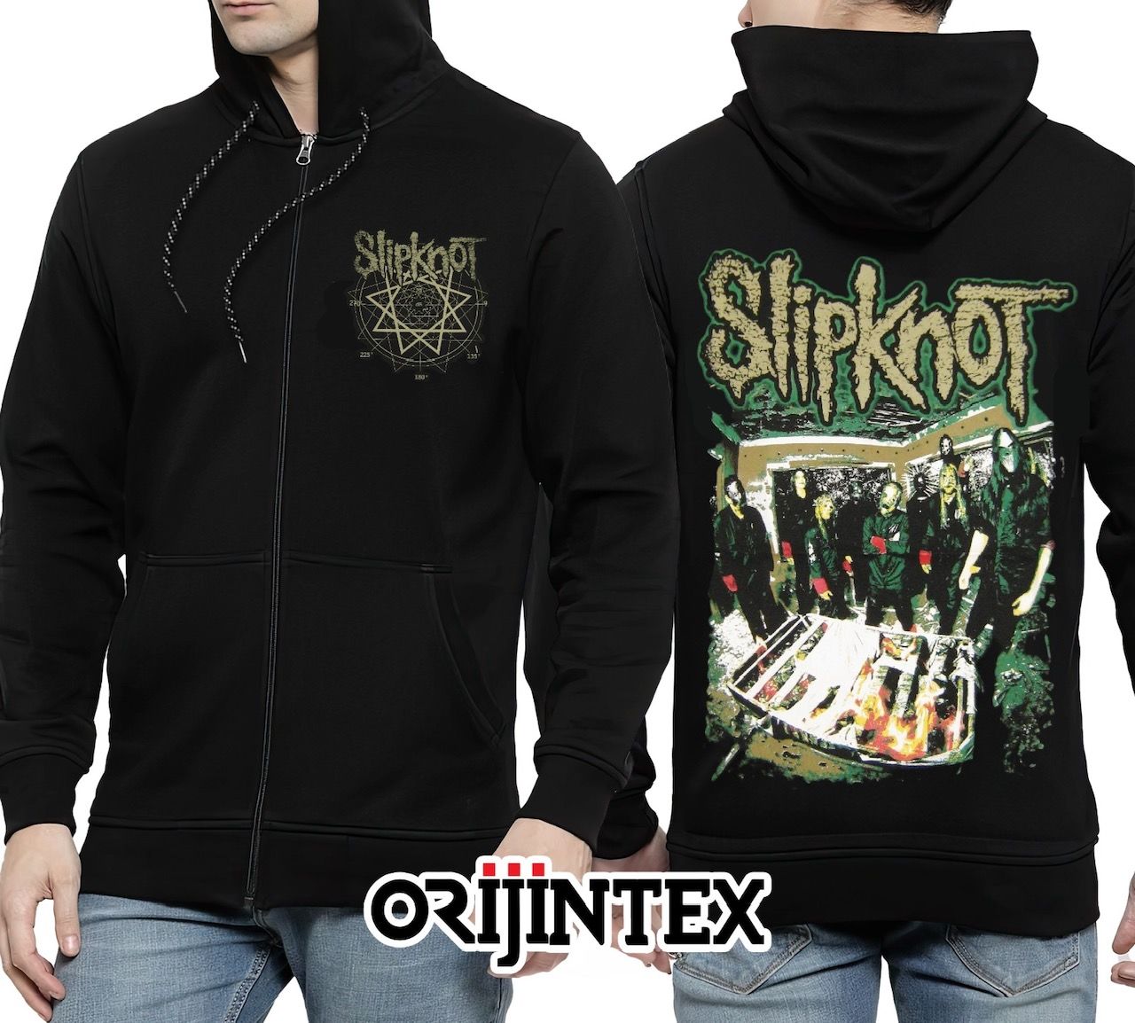 Slipknot Fermuarlı Kapşonlu Siyah Sweatshirt XXL