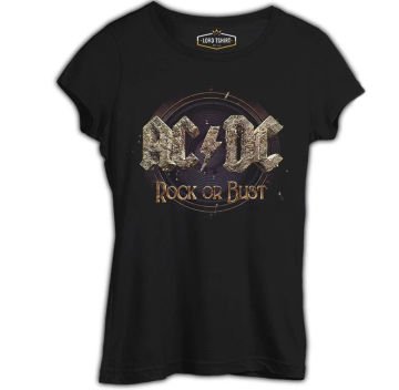 AC DC - Rock or Bust Siyah Kadın Tişört