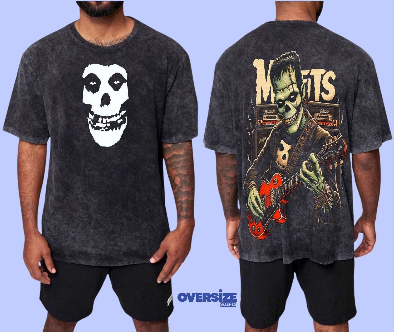 Misfits Yıkamalı Over Size Tişört XL