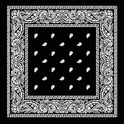Damla Desen Siyah Bandana 50x50 cm. %100 Pamuk