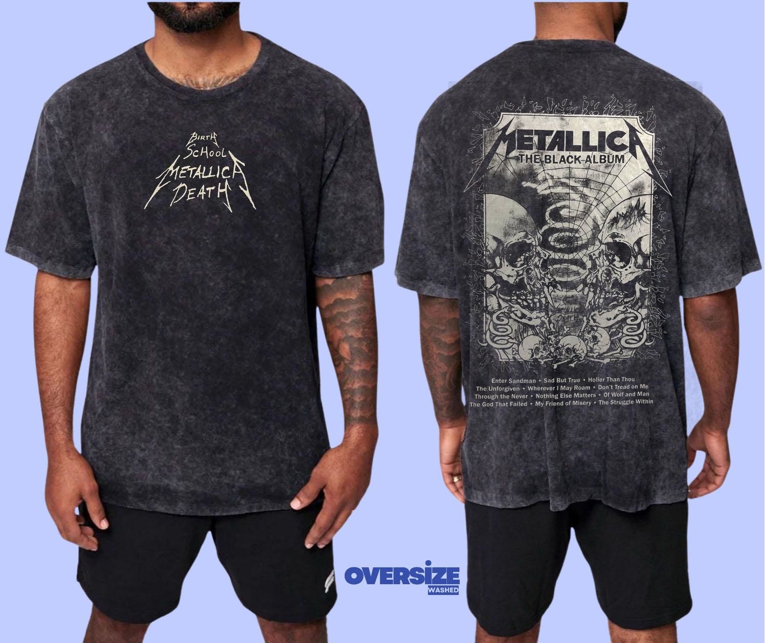 Metallica Yıkamalı Over Size Tişört L