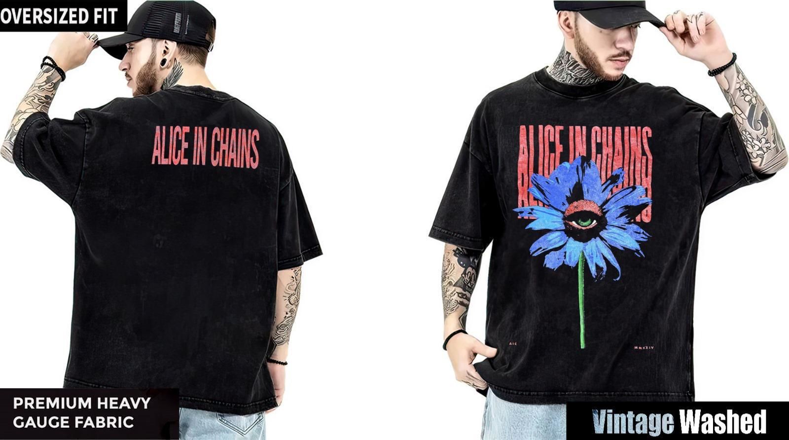 Alice in Chains Yıkamalı Over Size Tişört XL