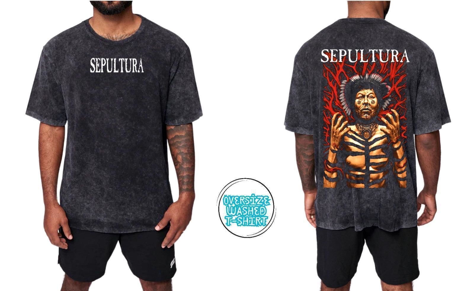 Sepultura Yıkamalı Over Size Tişört XL