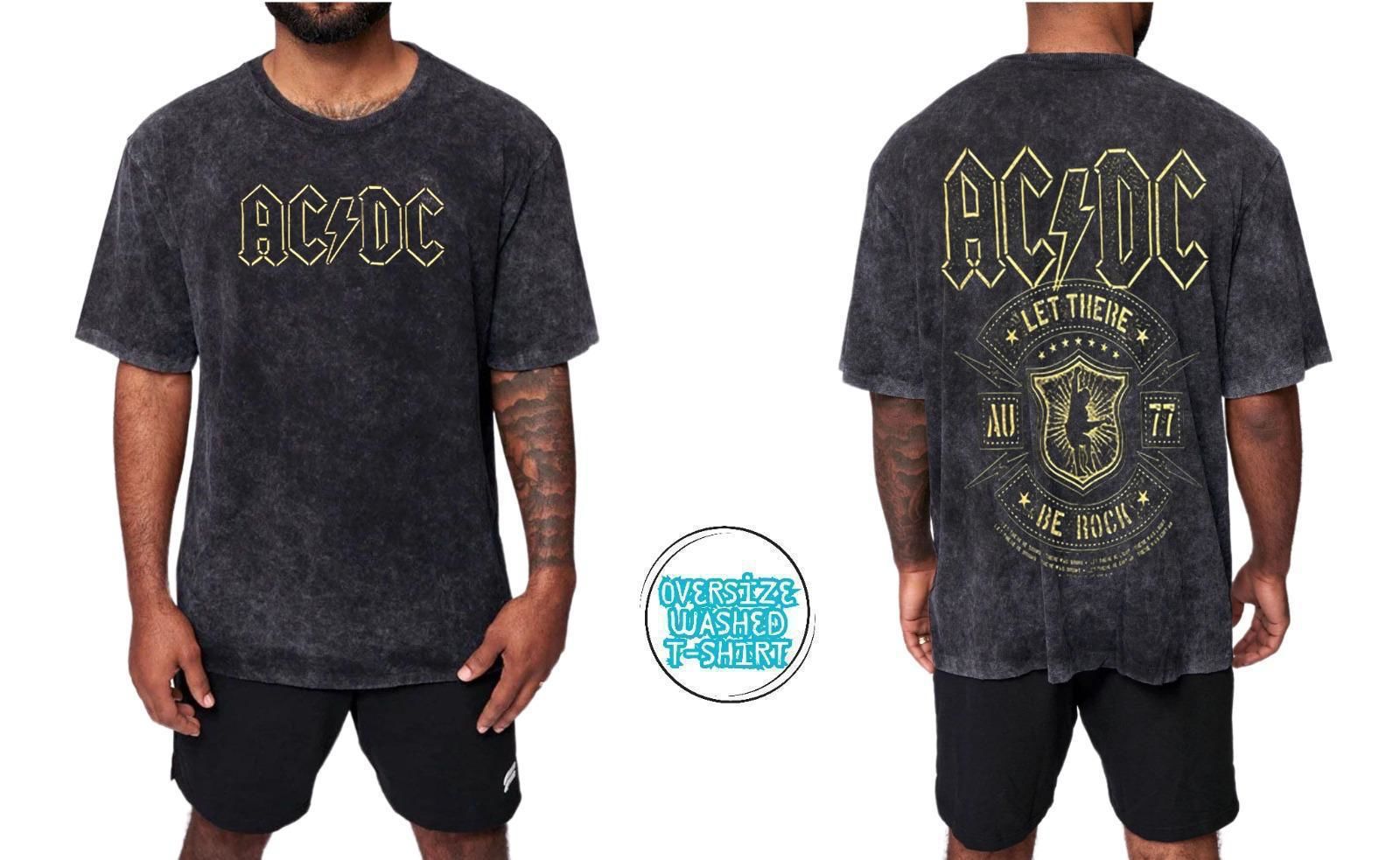 Ac Dc Yıkamalı Over Size Tişört XL
