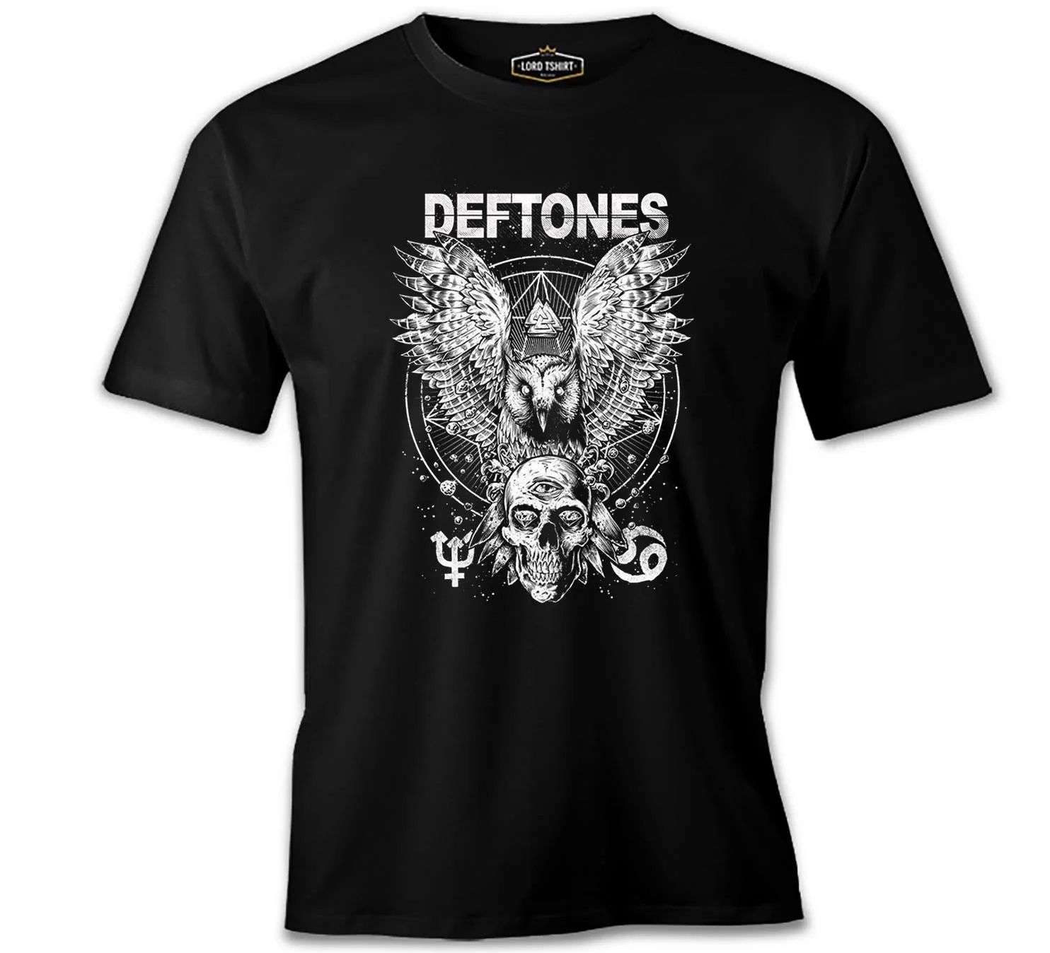Deftones-Owl and Skull Siyah Erkek Tişört 3XL
