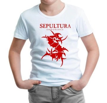 Sepultura - Endurance Logo Red Beyaz Çocuk Tişört 12