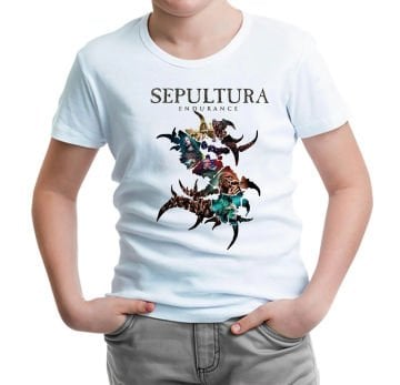 Sepultura - Endurance Logo Beyaz Çocuk Tişört