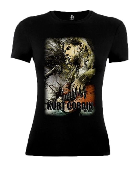 Kurt Cobain Bayan Tişört-Soldier XS