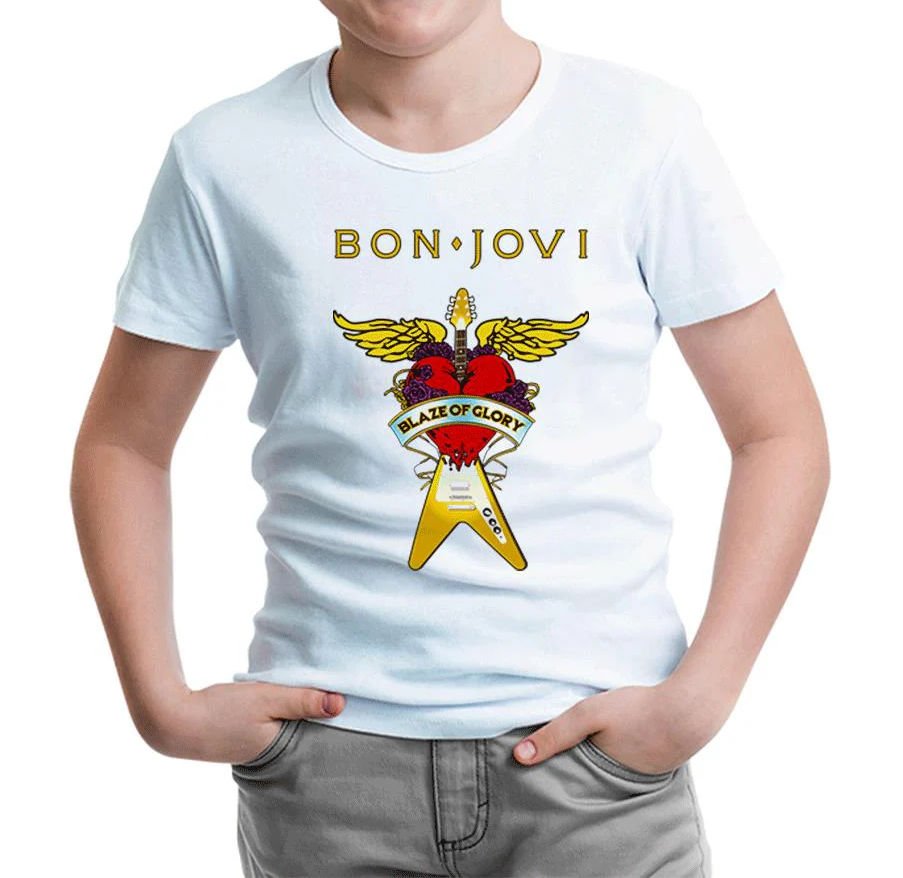 Bon Jovi - Guitar Beyaz Çocuk Tişört 12