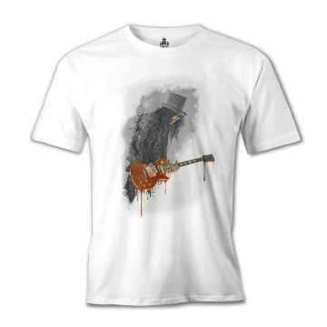 Slash - Gitar Beyaz Erkek Tişört 3XL