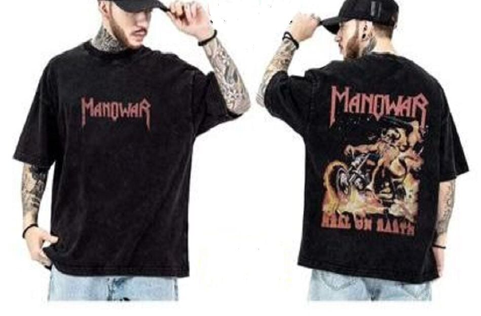 Manowar Yıkamalı Over Size Tişört XL