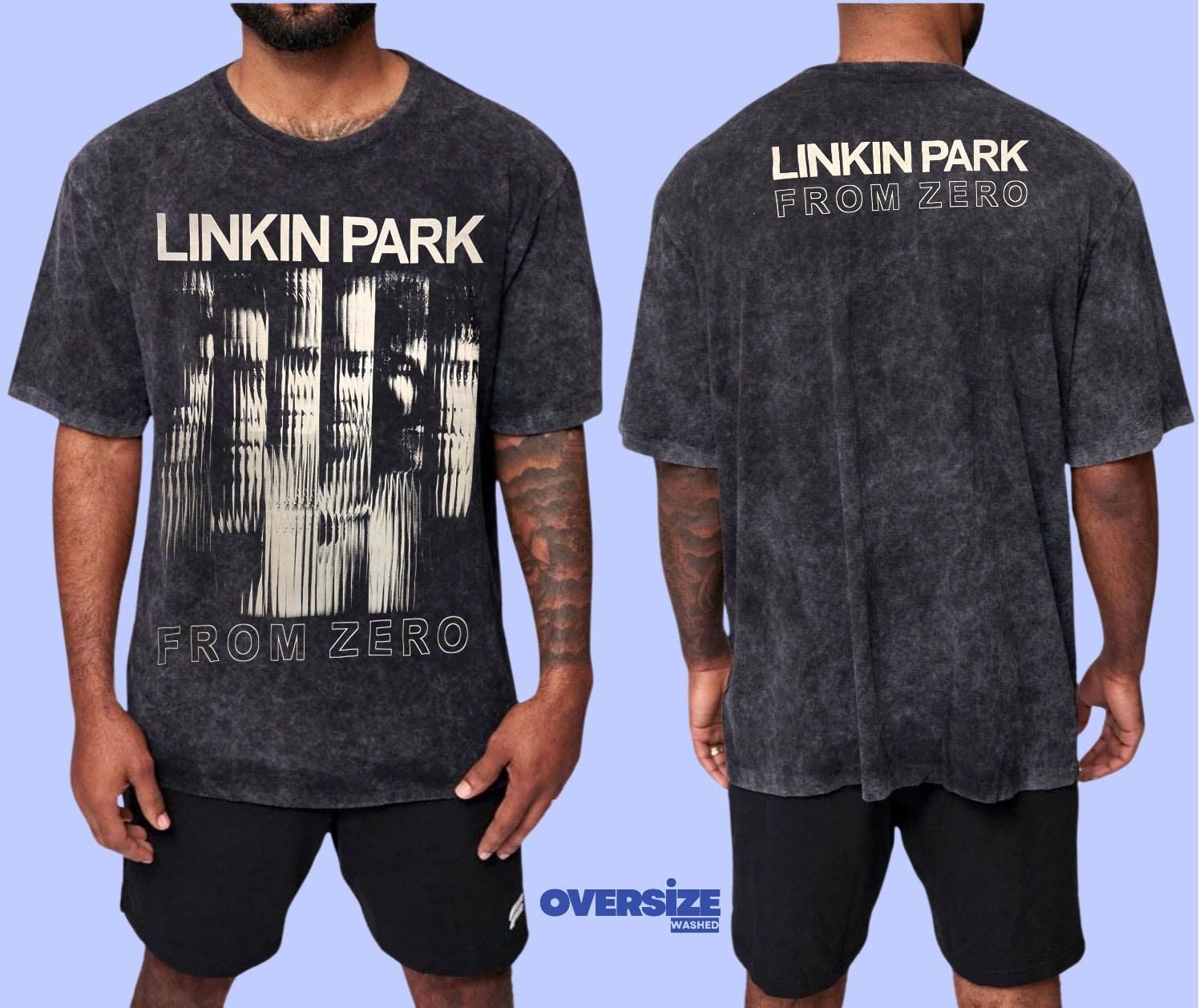 Linkin Park Yıkamalı Over Size Tişört L