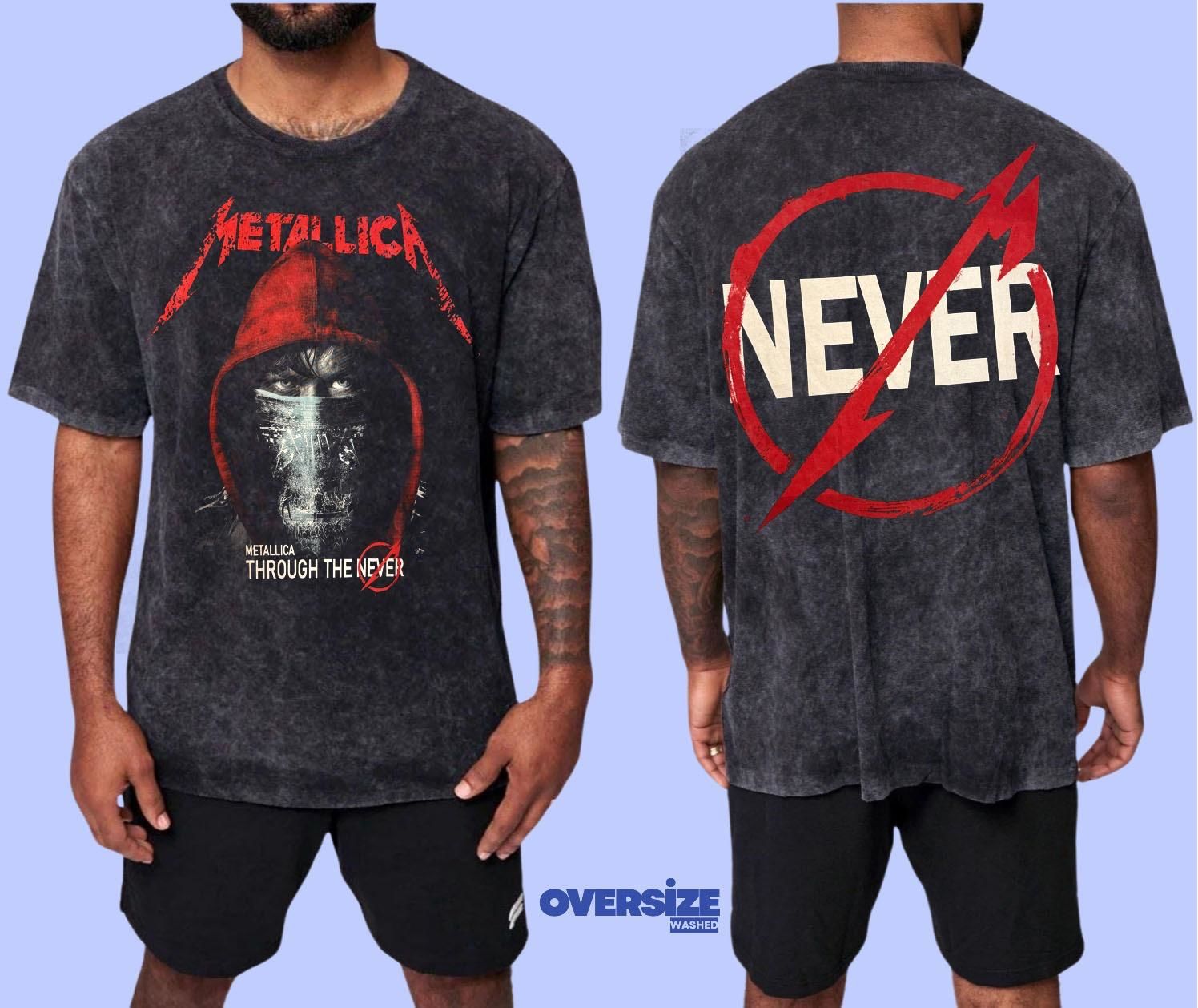 Metallica Never Yıkamalı Over Size Tişört XL