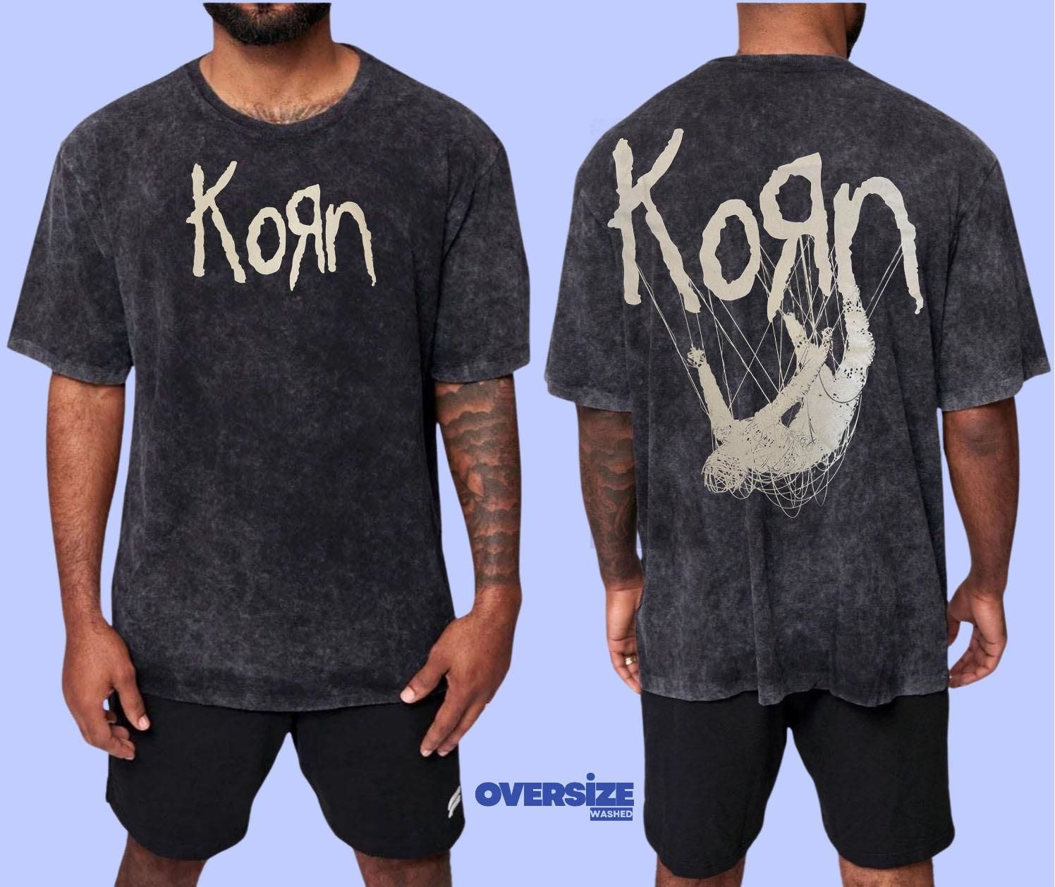 Korn Yıkamalı Over Size Tişört L