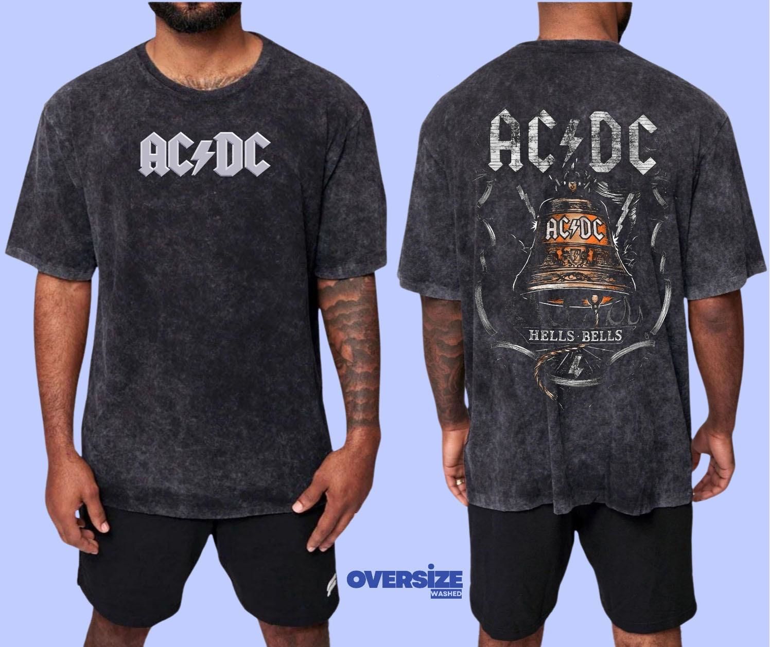 Ac Dc Yıkamalı Over Size Tişört L