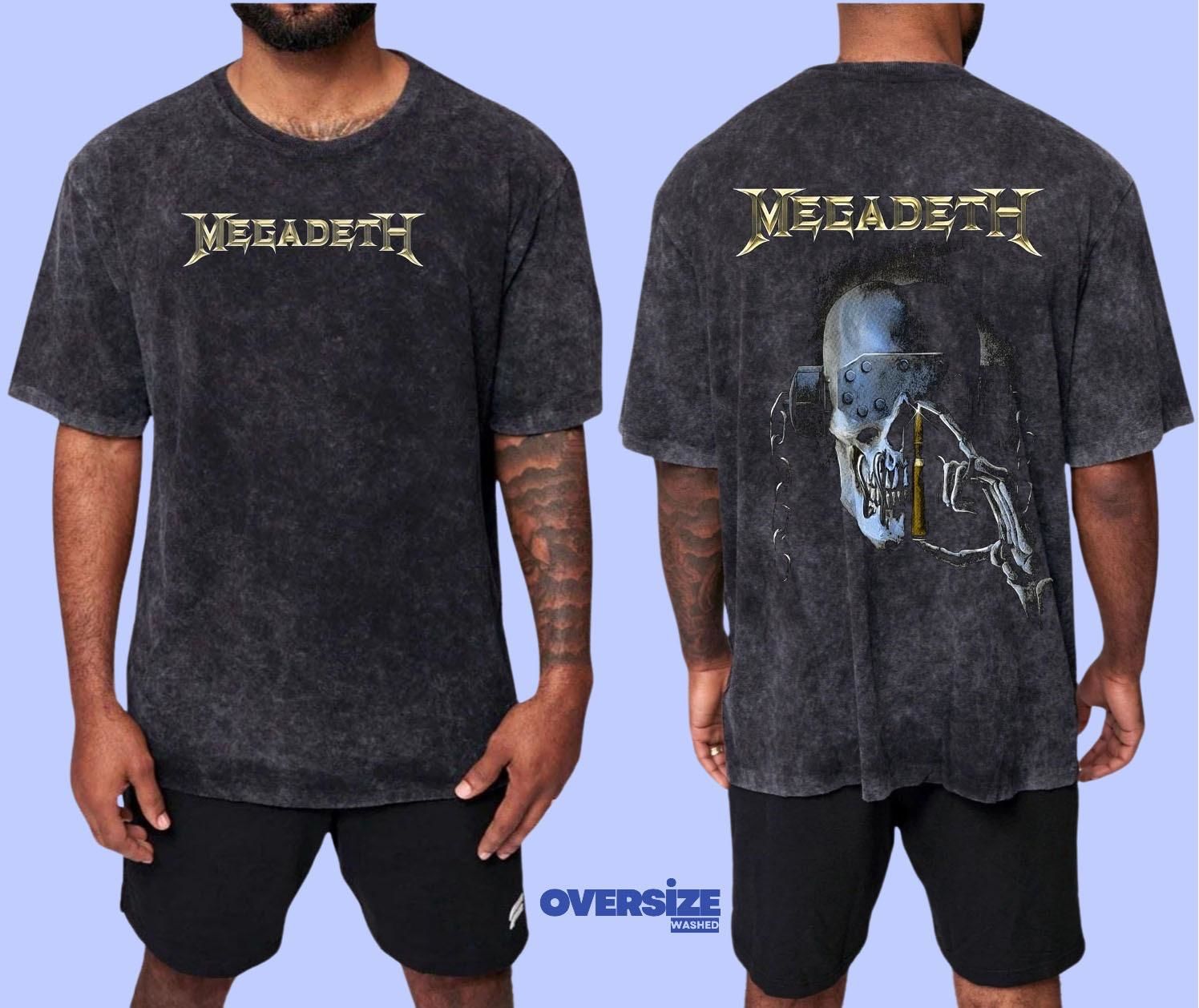 Megadeth Yıkamalı Over Size Tişört XL