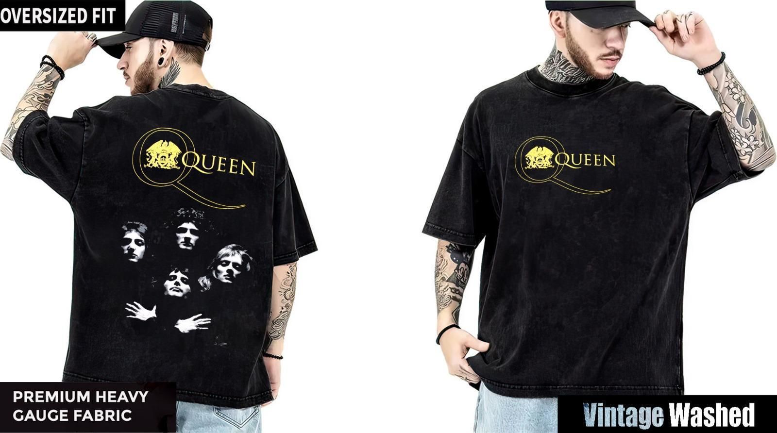 Queen Yıkamalı Over Size Tişört XL