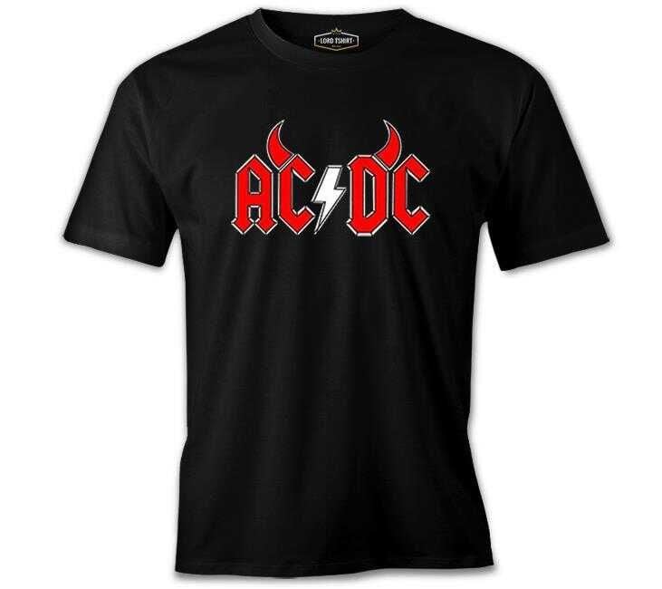 AC DC - Demon Fire Logo Siyah Erkek Tişört XL