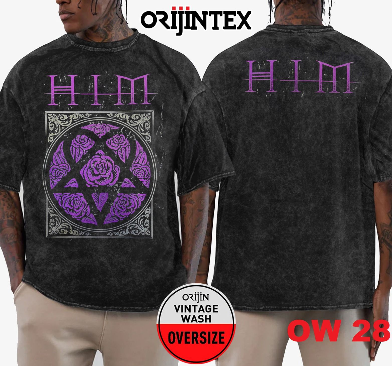 Him Yıkamalı Over Size Tişört XL