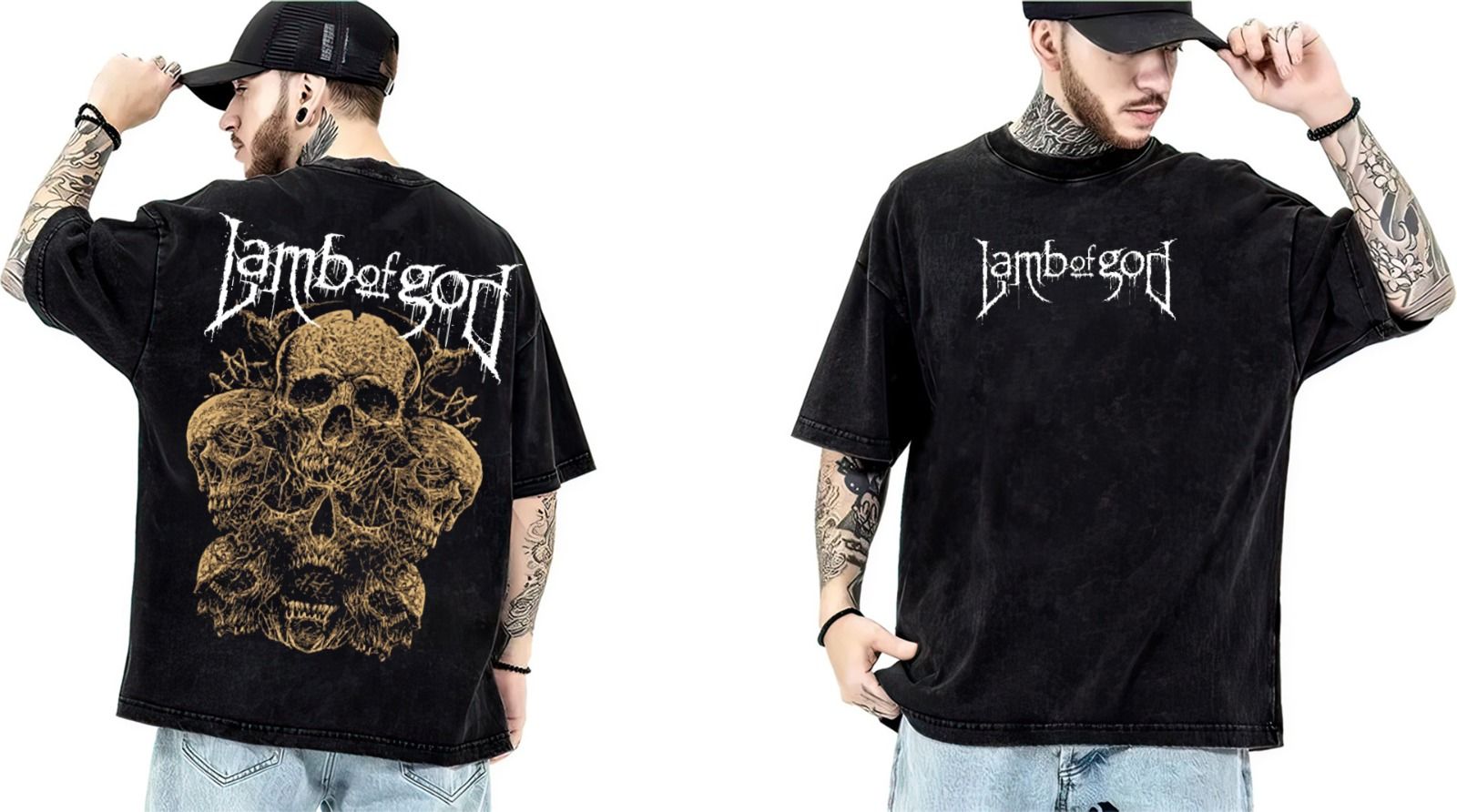 Lamb of God Yıkamalı Over Size Tişört XL