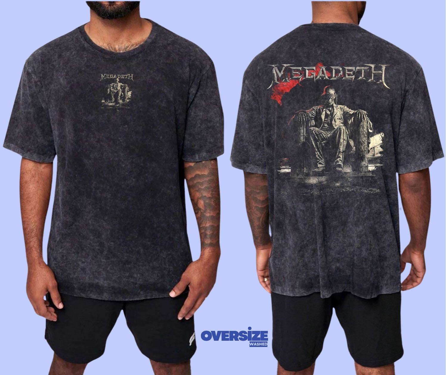 Megadeth Yıkamalı Over Size Tişört L