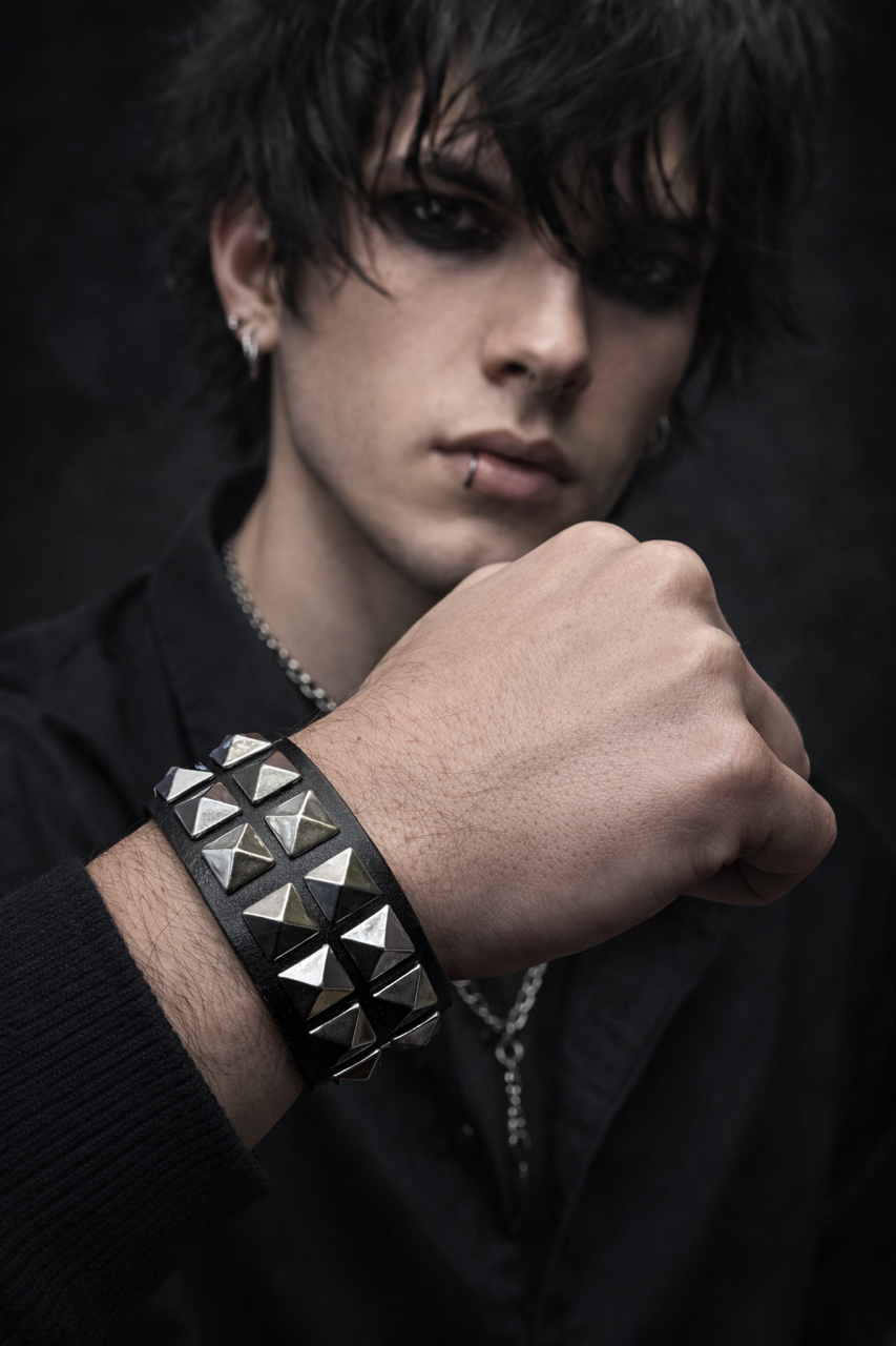 2 Sıra Büyük Piramit Detaylı Bileklik