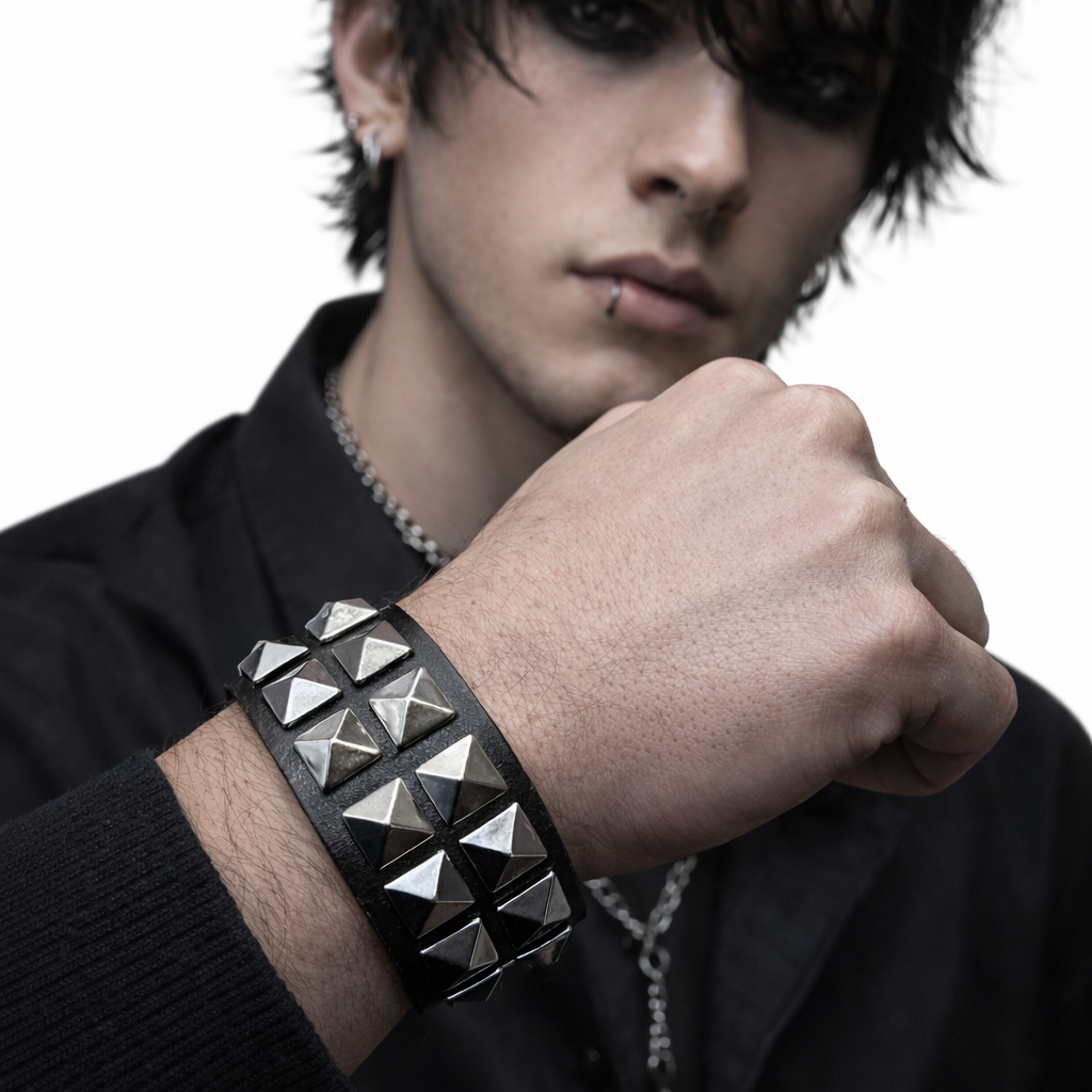 2 Sıra Büyük Piramit Detaylı Bileklik