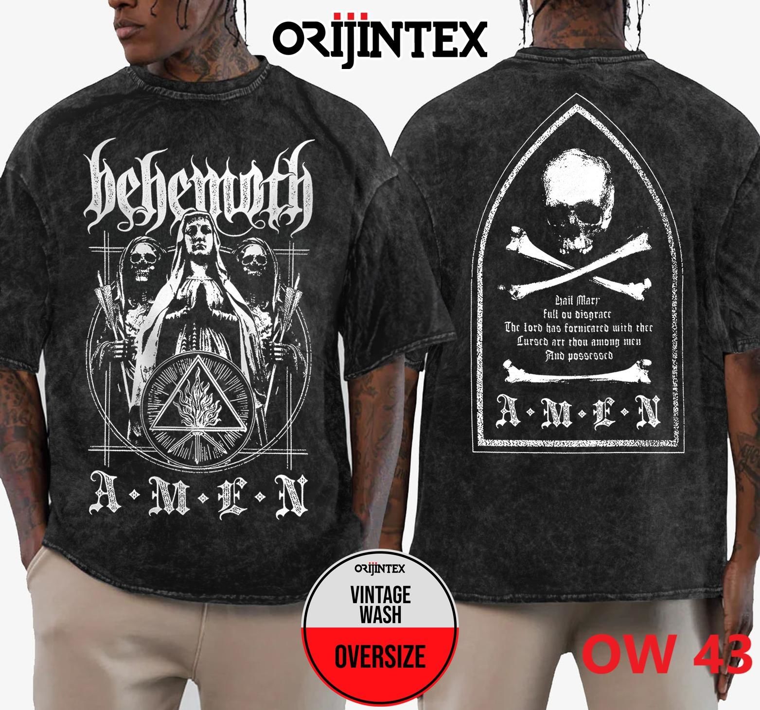 Behemoth Yıkamalı Over Size Tişört XL