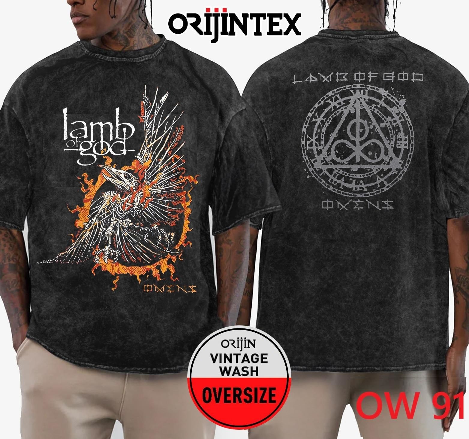 Lamb of God Yıkamalı Over Size Tişört XL