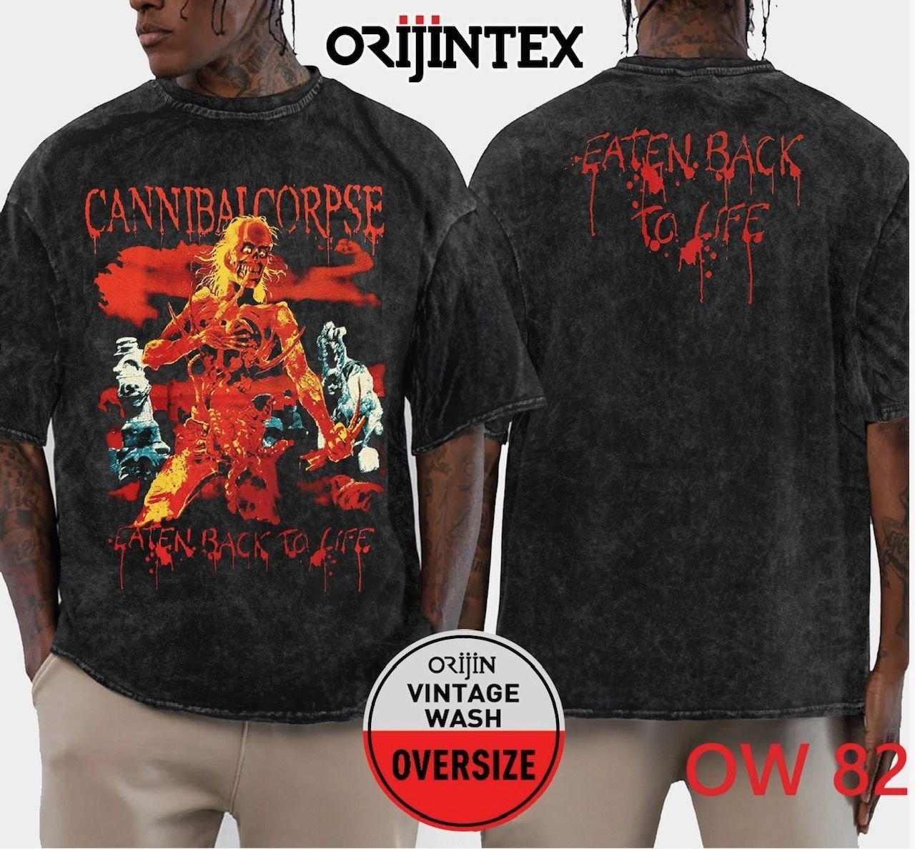 Cannibal Corpse Yıkamalı Over Size Tişört XL
