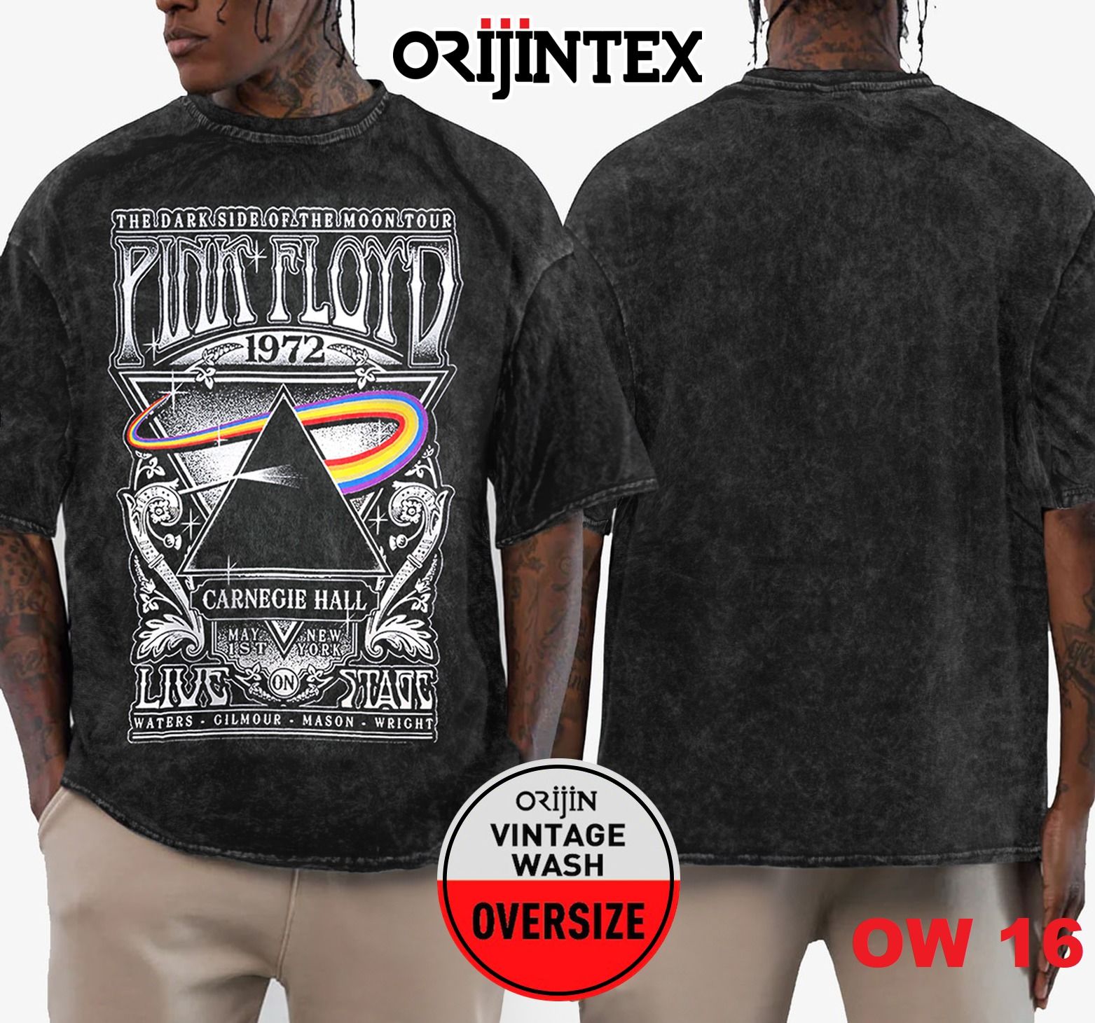 Pink Floyd Yıkamalı Over Size Tişört XL