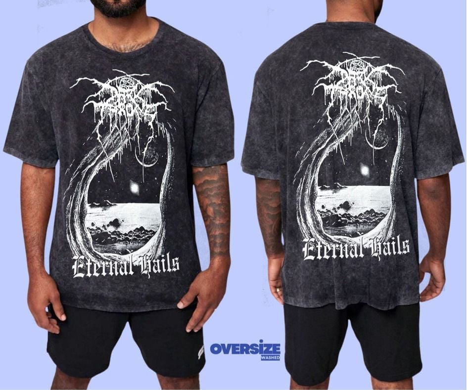 Dark Throne Yıkamalı Over Size Tişört XL