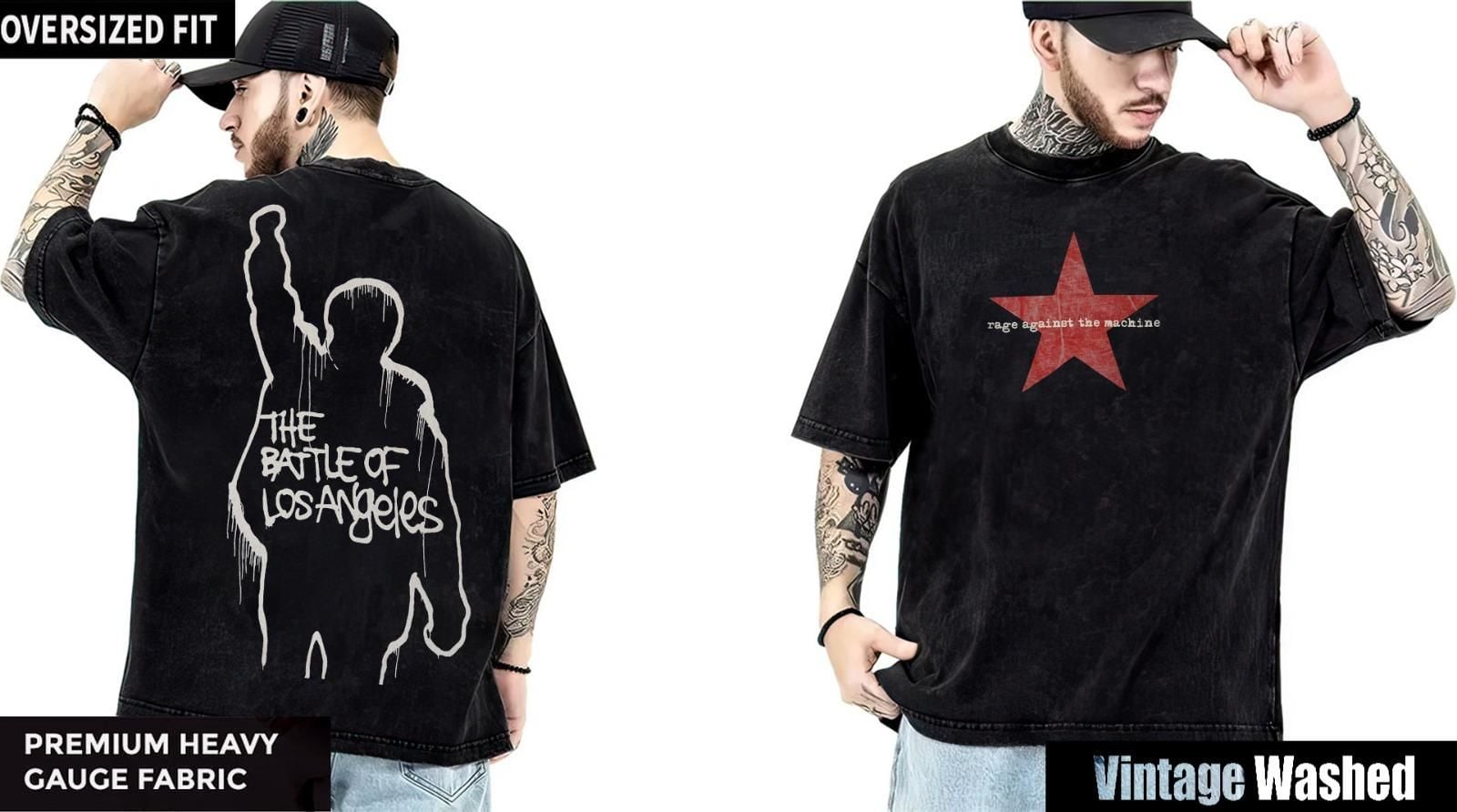 Rage Against the Machine Yıkamalı Over Size Tişört L