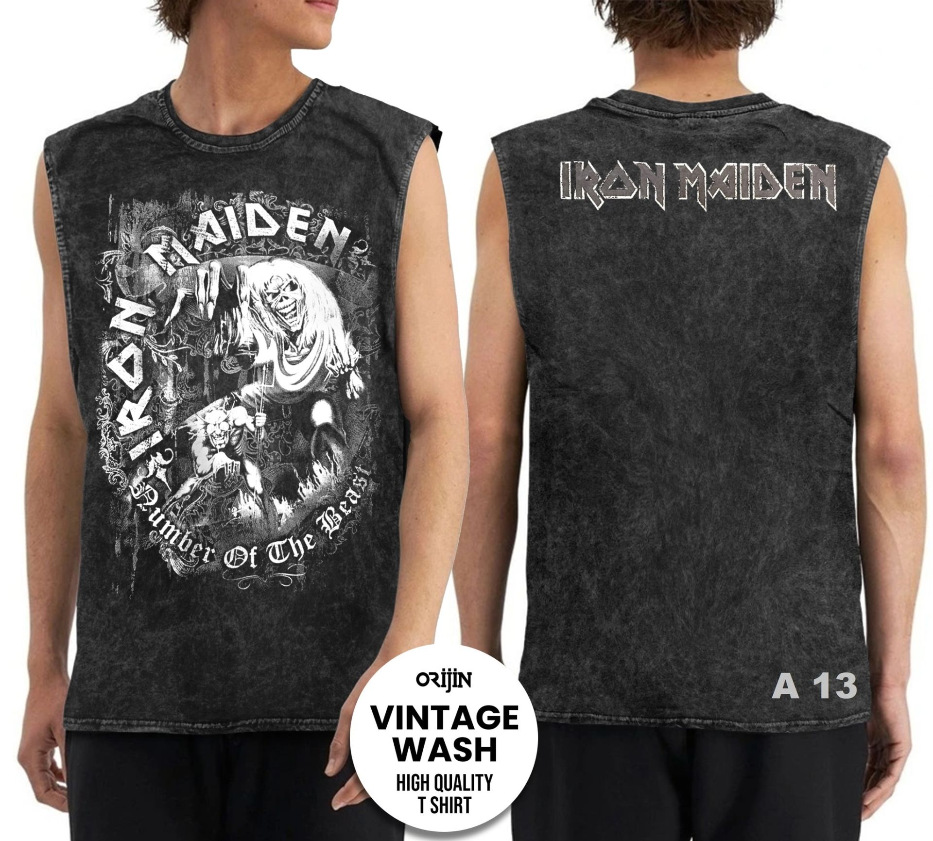 Iron Maiden Yıkamalı Kolsuz Tişört L